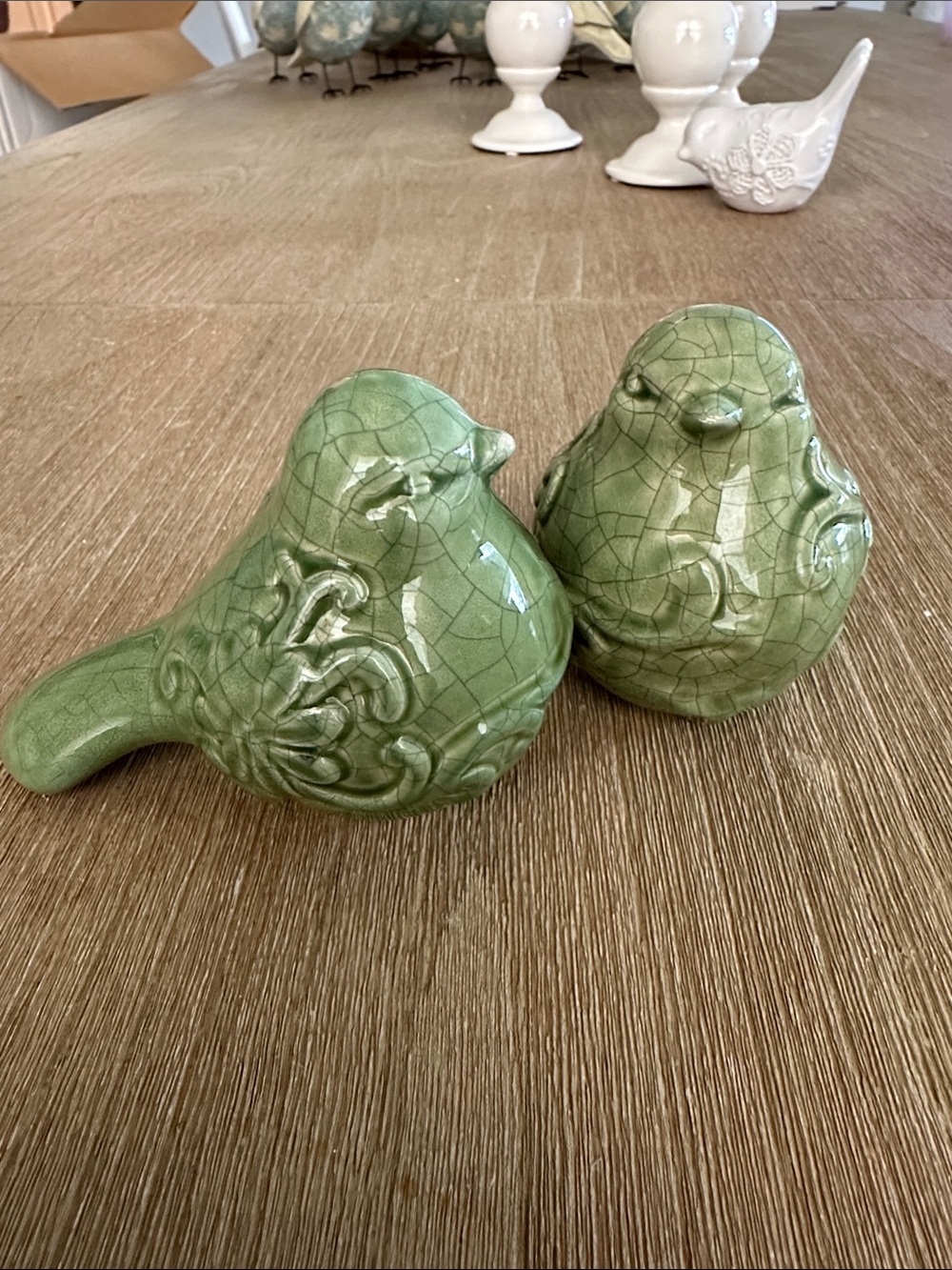 Green Ceramic Decorative Birds - Home Accents